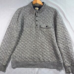 Faherty Sweatshirt Mens Large Gray Quilted Snap Henley Mock Neck Pullover Pocket